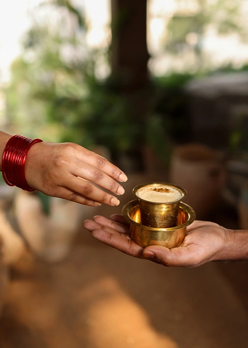 South Indian filter coffee served in a cup