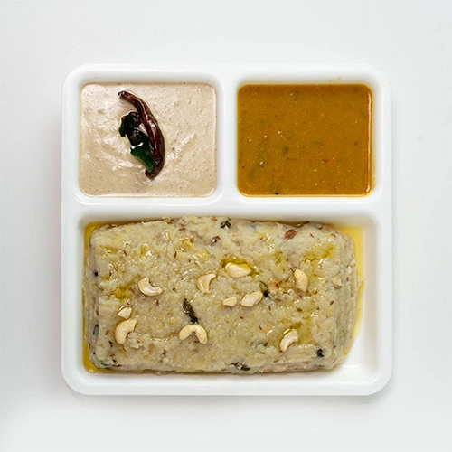 South Indian ghee pongal made with rice and moong dal