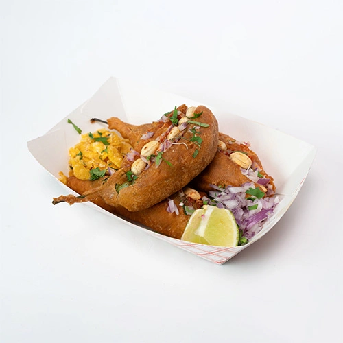 Spicy South Indian mirchi bajji served with chutney